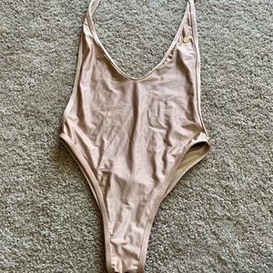 One Piece Shinny Nude Swimsuit